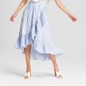Who What Wear Blue and White Striped Skirt